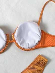 Bộ đồ bơi 2 mảnh Swim SXY mới dành cho nữ, chất liệu vải kim loại bóng họa tiết da rắn, áo bikini có gọng nâng ngực và quần cạp cao, đồ bơi đi biển và lướt sóng. - Nhiều màu - Xem 5