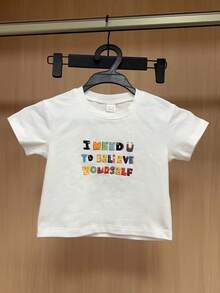 Dazy Kids Baby Boys' Round Neck English Letter Print Short Sleeve Top, Korean Style Summer Toddler - White - View 12