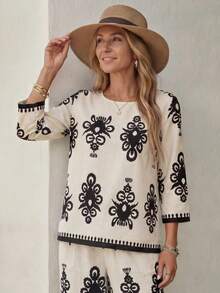 Faunlyn 女士度假休闲复古印花衬衫 - 彩色 - 查看 4