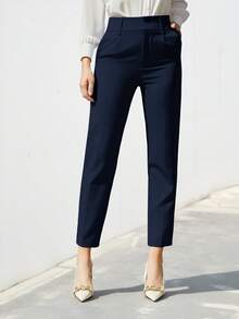 Aveloria Modichic Women's Solid Color Simple Daily Suit Pants  - Navy Blue - View 5