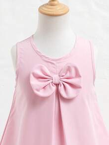 SHEIN Glamorique Kids 少女优雅公主风无袖中长连衣裙，适合外出、派对及其他场合 - 粉色 - 查看 7