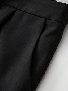GlowEve CURVE Damen Business-Casual Set in Große Größen mit gestreifter Manschette, Gürtel Blazer Jacke und weiter Hose, 2-teilig - Grau - Übersicht 3