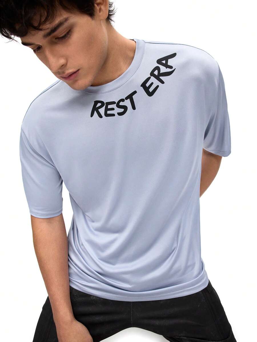Rest Era Top de pijama para hombres con estampado de letras y unicolor - Púrpura malva - Ver 1