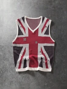 ROMWE MEN Men's Sleeveless Fashionable Knit Casual Versatile Jacquard Distressed Tank Top - Multicolor - View 8