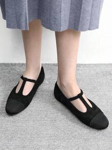 CUCCOO BIZCHIC Spring And Summer New Shoes Female Flat Bottom Round Toe Mori Retro Fairy Buckle Round Toe Mary Jane Casual Shoes - Black - View 5