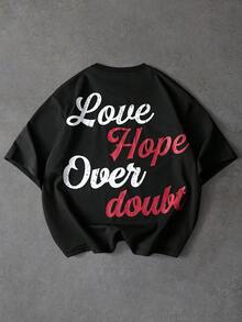 PAVTROS Men's Letter Print Casual Round Neck Short Sleeve T-Shirt, Summer - Black - View 3