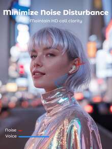 Teckwe 无线耳机，带RGB灯光、降噪功能，轻巧耐用，音质清晰，配备透明充电盒，适合户外通话。 - 均碼 - 查看 8