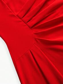ZEYLAH PLUS SIZE WOMEN'S SPRING/SUMMER LONG SLEEVE RUCHED RED PARTY DRESS - Red - View 5