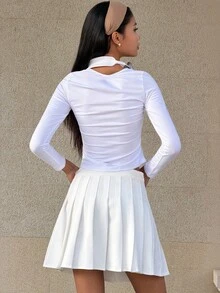 SHEIN Unity Falda plisada para mujer - Blanco - Ver 2