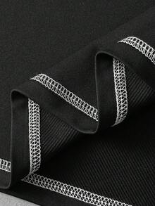 PAVTROS Bộ đồ nam tối giản in họa tiết, cổ tròn, tay ngắn gồm áo thun và quần short. - màu đen - Xem 5