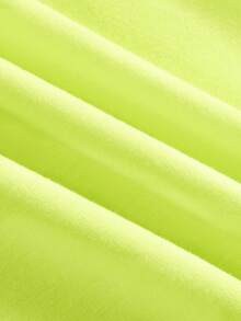 SHEIN EZwear Neon Lime Letter Graphic Drawstring Hoodie,Long Sleeve Tops In Fall/Winter - Lime Green - View 5