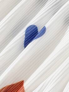 1pc Ribbed Heart Print Ruffle Trim Ladies' Wireless Bra - Multicolor - View 6