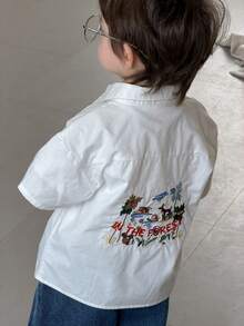 Dazy Kids 男嬰休閒翻領純色刺繡上衣 夏季幼兒款 - 白色 - 查看 10