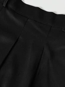 ROMWE MEN Men's Casual Pleated Loose Wide Leg Suit Shorts - Black - View 6