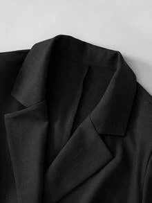 GlowEve CURVE Damen Business-Casual Set in Große Größen mit gestreifter Manschette, Gürtel Blazer Jacke und weiter Hose, 2-teilig - Grau - Übersicht 4