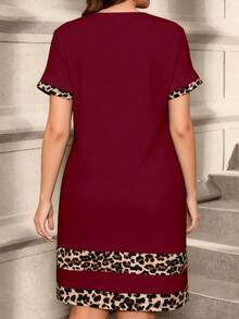 EMERY ROSE Đầm ngắn nữ cổ tròn in họa tiết da báo hình trái tim, thích hợp mặc đi nghỉ mát hoặc hàng ngày. - Nhiều màu - Xem 2