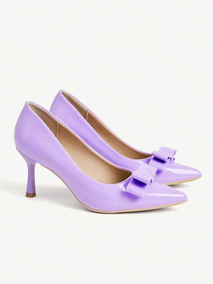 CUCCOO CHICEST 4-Season New Bowknot Pointed Toe Slim Heel Mid-Heel Elegant Commuter Style Simple Comfortable Green Patent Leather Women's High Heel Pumps, Suitable For St. Patrick's Day, Christmas, Date, Afternoon Tea, Workplace Chic Wedding Shoes Summer Shoes Bride Shoes