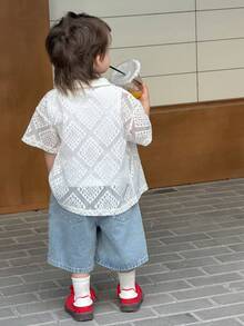 DAZY Toddler Boys' Polo Collar Short Sleeve Top, Summer - White - View 8