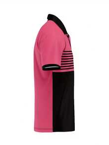 Manfinity Dauomo Men's Casual Short-Sleeve Shirt,Color-Blocked Print Design,Regular Fit Button-Collar,Stretchy Knit,Black And Pink,Summer,Streetwear,City Break - Apricot - View 3