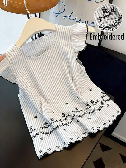 GlowEve CURVE Camisa casual de talla grande con mangas acampanadas bordadas