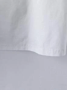 Franclia 女士加大码圆领仿珍珠装饰休闲百搭日常短袖T恤 - 白色 - 查看 5