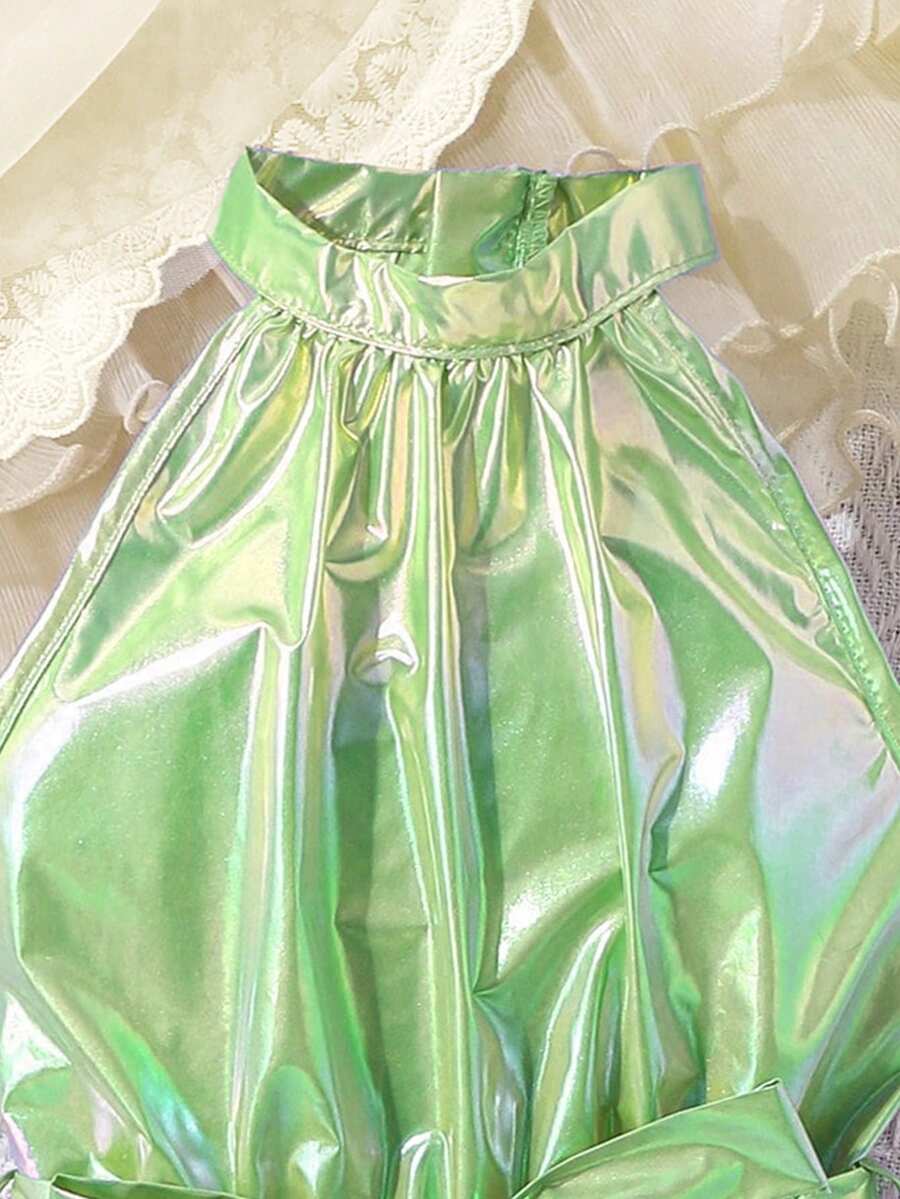 SHEIN 女童休闲全息激光连体衣,适合外出和约会 - 彩色 - 查看 1
