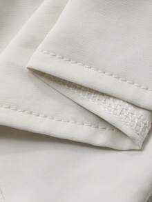 FRIFUL 女士纯色米色肩部褶裥领刺绣印花隐形门襟宽松休闲百搭衬衫 - 米色 - 查看 3