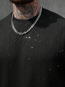 SLATEMANN Men's 2 Pieces T-Shirt And Shorts Set, Round Neck Design, Fashionable Men's Two Pieces Summer Outfit, Men's Summer Clothing, Men's T-Shirt Set, Men's 2 Pieces Match, Men's Two Pieces Set - Black - View 4