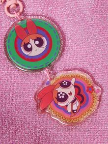 THE POWERPUFF GIRLS X SHEIN Cute The Powerpuff Girls Blossom Double Sided Thickened Epoxy Acrylic Keychain - Powerpuff Girls - View 3