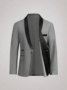 Officeau Caelus 三件套男士修身正装西装，高品质商务/社交/婚礼礼服套装，包含外套、裤子和马甲。 - 淺灰色 - 查看 4