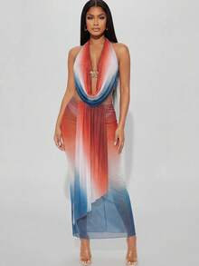 Swim Vcay Conjunto de bikini de 3 piezas con escote halter y espalda descubierta para mujer, traje de baño para vacaciones en la playa, Primavera/Verano 2026 - Multicolor - Ver 1