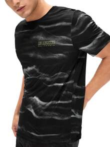 Top de pijama casual para hombre con texto en inglés impreso que se asemeja a un patrón de cebra - Negro - Ver 4