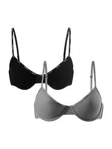 Ocili 2pcs Seamless Wireless Soft Cotton Letter Design Bras For Women - Multicolor - View 6