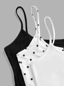 Comfortcana Bộ 3 áo hai dây croptop họa tiết chấm bi retro dành cho nữ, thích hợp cho các hoạt động mùa hè, phong cách đường phố, sân bay, thời trang thanh lịch, lễ hội âm nhạc, mặc nhà, đi biển, tiệc tùng, đám cưới, sinh nhật, kỳ nghỉ, phong cách Y2K. - Nhiều màu - Xem 9