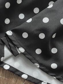 SHEIN Vintaside Kids 1件女婴舒适休闲印花荷叶边白色短袖百搭基础款连衣裙，配可爱印花包，适合春夏上学、旅行、居家、节日和日常穿着 - 黑色 - 查看 10