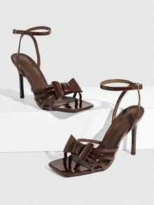 CUCCOO SZL Sandalias de tacón para mujer - Espejo café oscuro - Ver 3