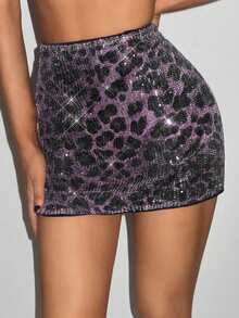 EgrlEra Rok Mini Pesta Musim Panas Motif Leopard Patchwork Berhiaskan Payet Gaya Y2K untuk Pesta Liburan - MultiWarna - View 6