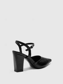 CUCCOO BIZCHIC Women Shoes Women's Pointed Thick High Heel Black Ankle Strap Women's High Heel Shoes Shoes Stylish And Simple Daily Commuter Versatile High Heel Women's Shoes - Black - View 9