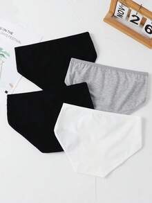 Bộ 4 chiếc quần lót cho bé gái tuổi teen, màu trơn, thoải mái, mềm mại và thoáng khí. - Nhiều màu - Xem 2