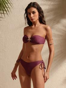 Swim Vcay 2026SS Neue Damen Bademode Ankunft für Urlaub, Date, Western, Kreuzfahrt, Strand, Insel, Roadtrip, alle Jahreszeiten, Musikfestival, Boho Urlaub, Damen Sommer Strand Metall Seestern Dekor Bandeau Sexy Bikini Bademode Set Bikini Bandeau Bandeau Bikini Set Tie Bikini Set Gerüschter Bikini Push-Up Bikinis Set für Damen Badeanzug für Damen Set Bikini Bademode Set Bademode für Damen Set Reißverschluss Bademode Frühling Sommer Auswahl Bademode Damen Seestern Detail Bademode Damen Bademode 2 Teile Bikinis für Damen Sets Y2k Bademode Damen Bademode - Verschiedenfarbig - Übersicht 5