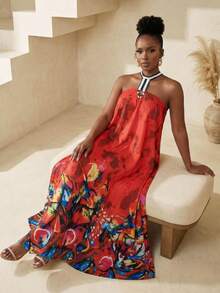 BamGleam 春季情人节新年假期新款独特设计印花彩色女式连衣裙，时尚度假装，适合旅行、度假、派对和聚会，充满激情浪漫的节日氛围。 - 彩色 - 查看 6