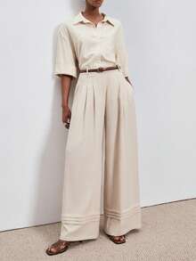 ATUI Studio 女士纯色简约休闲裤 - 卡其色 - 查看 6