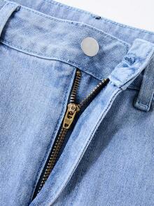 GlowEve Women's Pocket Button Casual Versatile Daily Wear Wide Leg Jeans - Blue - View 5