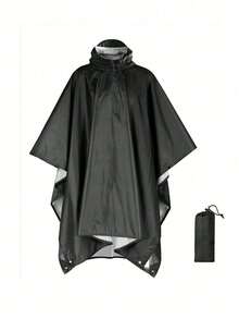 1 Áo mưa đa năng 3 trong 1 cầm tay, chất liệu polyester phủ bạc, chống gió, chống nước, chống bụi, màu trơn, thích hợp cho leo núi, cắm trại, câu cá, unisex, cỡ freesize. - màu đen - Xem 3