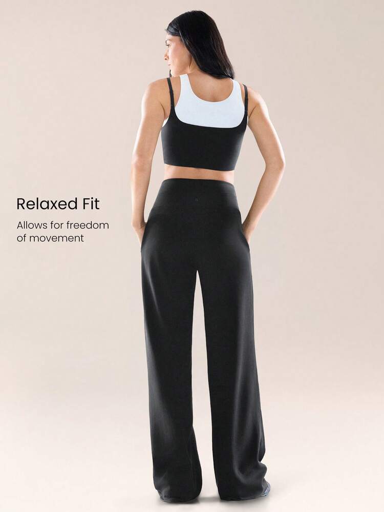 32'' Tall SoftCalm Modal Glow Soft Silky-Soft Smooth Breathable Relaxed Fit High-Rise Waist Side Pockets Tall Wide Leg Lounge Pants Daily Casual Wear