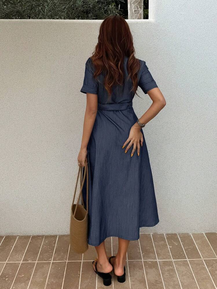 Vintage Heavy Embroidery Design Elegant Button Down Dress For Women Sundress Summer