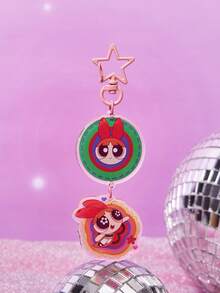 THE POWERPUFF GIRLS X SHEIN Cute The Powerpuff Girls Blossom Double Sided Thickened Epoxy Acrylic Keychain - Powerpuff Girls - View 1