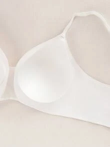 NudeFit Sujetador inalámbrico con contraste de malla sólida - Blanco - Ver 4