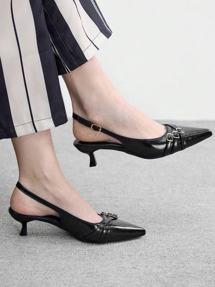 CUCCOO BIZCHIC Casual Minimalist Solid Color Pointed Toe Women Pumps Valentine's Day - Black matt - View 1