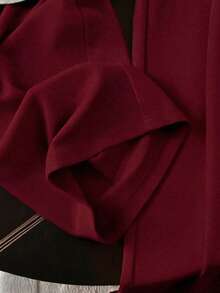 Resyla 女士樱桃字母印花短袖T恤和阔腿裤休闲两件套 - 酒紅色 - 查看 4